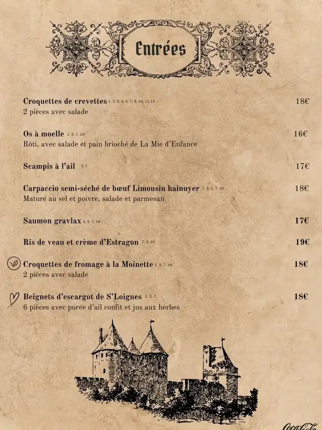 Carte – les entrées
